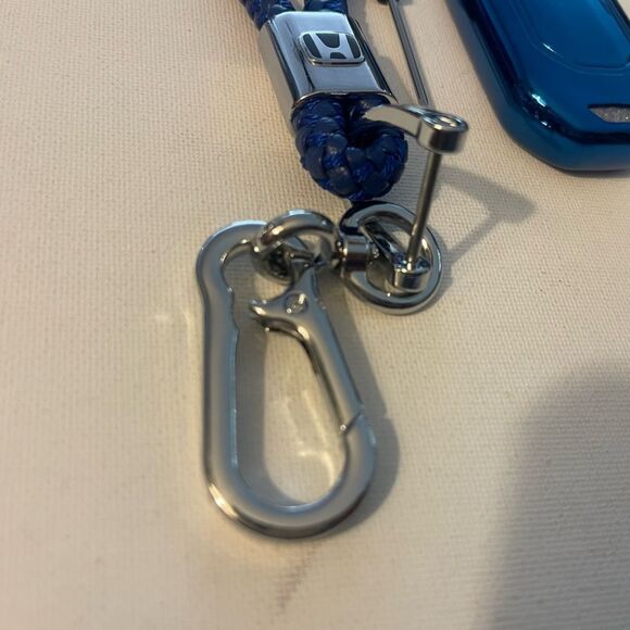 Honda Key Fob Keychain in Blue Leather & Fob Case Cover in Blue NWT - Picture 3 of 7
